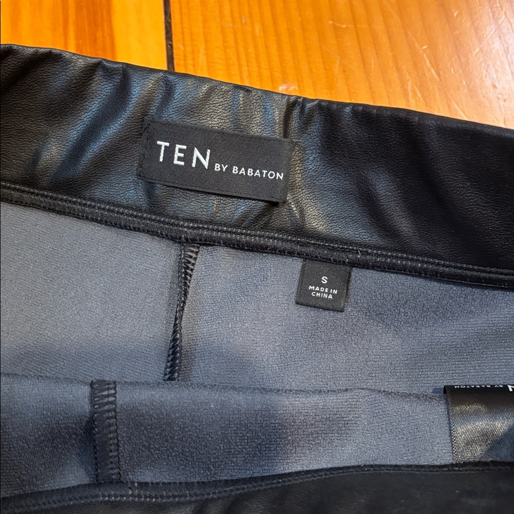 TEN by BABATON (Aritzia) S Black Vegan Leather Flared Pants Upstage Pants - Picture 7 of 7